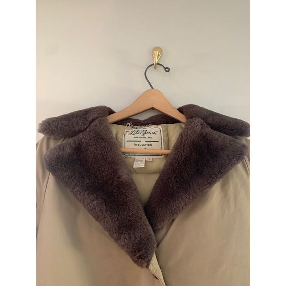 Vintage L.L. Bean Down Mainer Full Length Winter Coat W Size 12 Trench Belt WARM - Picture 10 of 16